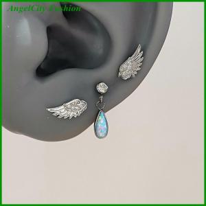 AngelCity Fashion Store Vintage Couples Creative Angel Wings Stud Earrings Women Punk Studs Birthday Jewelry Gift