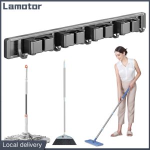 [Vktech] Heavy Duty Wall Mount Mop and Broom Hanger with Multiple Hooks for Home Storage