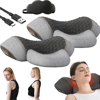 Artuvate Neck Massager 2026 Upgraded Artuvate Fisiorest 3 in 1 Neck Massager Shoulder Pillow with Heat and Traction Deep Massage and Relaxation Relief & Sleep Aid (Black) Fast shipping
