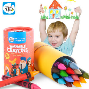 Jar Melo Washable Crayons Non Toxic Crayons Bulk Kids Creative Painting Crayons for Toddlers School Art Supplies Children Gift Coloring Pen Easy to Hold Large Crayons