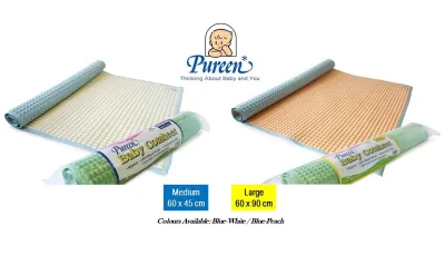 PUREEN Baby Cot Sheet Air-Filled 100% Natural Rubber Changing Mat Reusable Washable – 60x45cm / 75x55cm