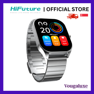 HiFuture Apex Silver Color FutureFit APEX Watch 2.04" Amoled Display Health Meter IP68 Waterproof Wireless Calling Stunning Metalic Frame Stainless Steel