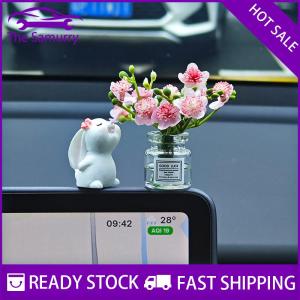 Samurry ✨Hot Sale✨ 1 Set New Car Healing Doll Ornaments Cute Mini Vase And Rabbit Car Center Console Window Decoration