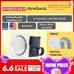 (FREE SHIPPING ) Airegard SQ110 Package - 4" Exhaust Fan Ventilator[Silent Series]/Air Ventilation Exhaust Fan/XAMMAX