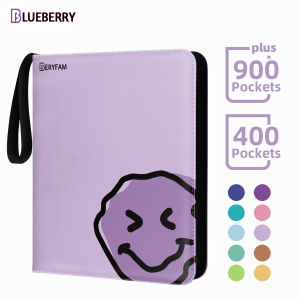 BERYFAM Binder Zipper Album 400/900 Pocket Pokemon Lomo Card Leather Binder Sleeves Binder Photocard Blueberry Series