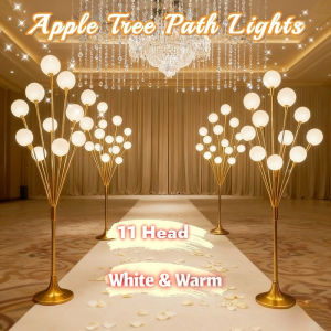 11 Heads Golden Iron Apple Tree Luminous Stage Wedding Path Lights Birthday Party Decor White & Warm