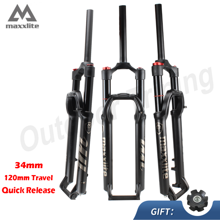 Maxxlite 27.5er 29er 34mm Stanchion MTB Air Fork 120mm Travel QR 26er Plus Aluminum Alloy Straight Tube MTB Fork 29er Air Suspension Local Inventory Delivery COD Lazada PH