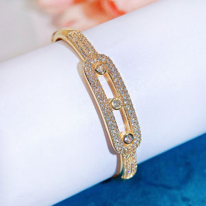 Sequito Phụ Nữ Tuyệt Đẹp Vàng Hollow Bangle Pave Twinkling đá Cubic Zirconia tiệc khiêu vũ trang sức đeo cổ tay Phụ Kiện B348