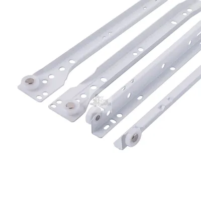 Bottom Mount White Drawer Roller Pulley Slide Slider Left Right Track Slide Rail 1 pair [Screws Not Inclusive]