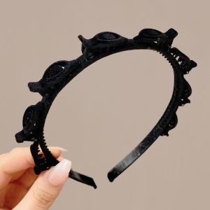 Buy 1 Get 2 Free Flocking Braided Hair Clips Pins Headband Womens Bangs Clip Forehead Headdress Broken Hair Texture Finishing Magic Hair Accessories