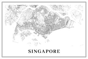 New Singapore Map Print Art Poster City Street Road Map