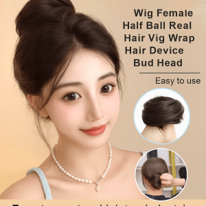 Elastic Straight Hair Bun Wig Hair Ring Updo Chignon Hairpiece Natural Real Bud Wig Hair Accessories Women