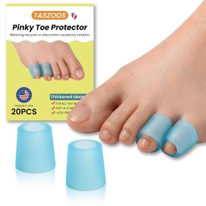 Toe Sleeves (20pcs Blue) Toe Cushions Gel Toe Protectors with Aloe Vera Extract Toe Covers for Cushions Corns Blisters Hammer Toes Toenails Loss (for Pinky Toe)