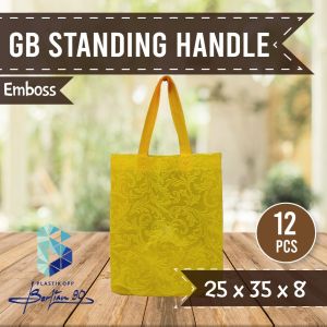 ( 12 pcs ) Goodie Bag PREMIUN TEBAL standing handle EMBOSS 25 x 35 Tas Spunbond Tali EMBOSS