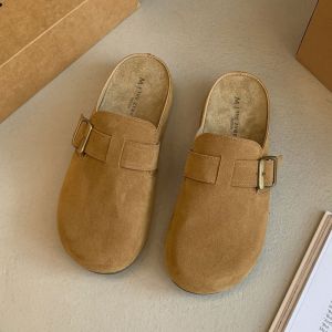 Fashionable Soft Sole Comfortable WomenS Slippers 2026 Spring And Autumn New Vintage Versatile Closed-Toe Half Slippers For Women