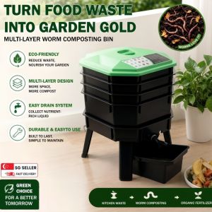 Multi-Tier Worm Composter Bin - Food Waste Compost Binwith -Garden Fertilizer Maker