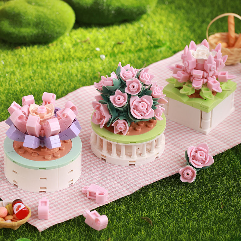 Kit de construction fleurs succulentes jouet plante en pot_voghion.com