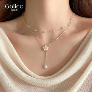 Camellia จี้สร้อยคอผู้หญิง 2024 ใหม่ระเบิดแสงหรูหราเฉพาะความรู้สึกระดับไฮเอนด์สร้อยคอกระดูกไหปลาร้าเครื่องประดับตกแต่ง