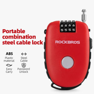 【มาถึงใน 3 วัน】ROCKBROS Bike Helmet Lock Steel Durable MTB Road Bike Anti-theft Cable Lock Ultralight Portable Password Lock