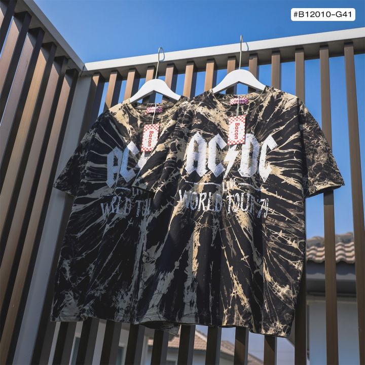 เสื้อยืดแฟชั่นคอกลม มัดย้อม เสื้อวง AC/DC LIVE WORLD TOUR 79 | Lazada.co.th