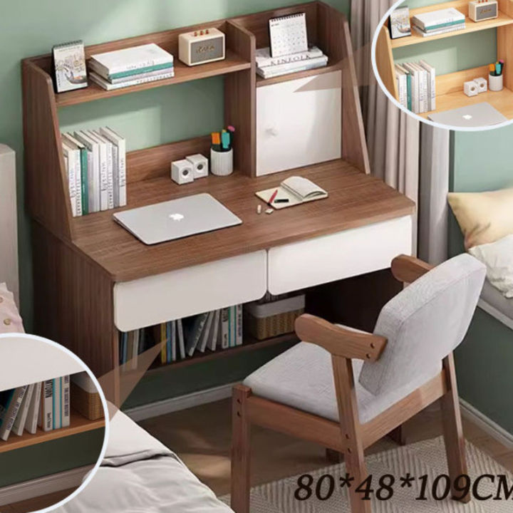 Study Computer Desk Drawer and Bookcase Desktop Solid wood bookcase