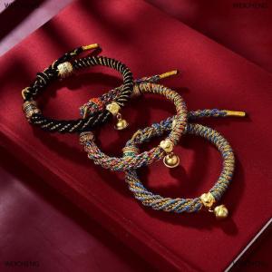 [COD] WEICHENG Hand-woven Tibetan Bracelet Colorful Thread Good Lucky Charm Rope Bracelet With Bell Women Bangles