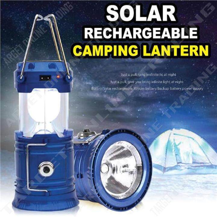 Mini Rechargeable Solar Camping Lantern Foldable Flashlight 5+1 LED ...