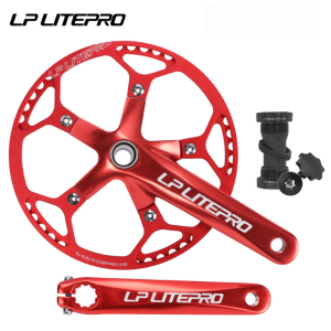 Litepro Folding Bicycle Colorful Crank Aluminum Alloy 170mm Hollow Integrally MTB Mountain Bike BCD 130 Crankset Tooth Plate Parts 45T 47T 53T 56T 58T Disk Bicycle Parts SP8 412