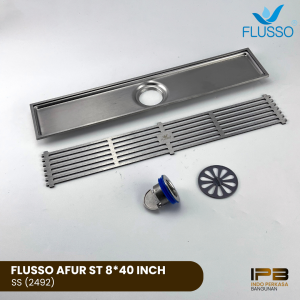 FLUSSO Smart Floor Drain Saringan Got Panjang Penutup Lubang Afur Lantai Kamar Mandi Stainless