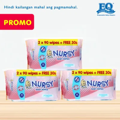 [PROMO PACK] Nursy Wipes Powder Scent 90 pulls - 6 Packs with FREE 30 pulls 3 Packs