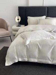 Light Luxury Jacquard Ice Silk Four-Piece Set Summer Duvet Cover Bed Sheet Washable Real Silk Naked Sleep Silky Bedding Three-Piece Set LZD