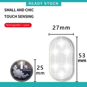 【Ship today】Car LED Ambient Light Interior Lighting Atmosphere Lamp for Armrest Box Trunk Switch Touch Control Wireless Mini LED Foot Lights Interior ambient light LED button switch Interior lighting rechargeable mini ambient light