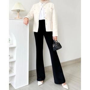 Celana Fit And Flare Pants Cutbray Scuba Pinggang Highwaist Bahan Stretch Melar Elastis Kulot Cutbray Scuba Premium