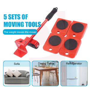 Furniture Transport Lifter Mover Tools 360 Degree Rotation Wheel Corner Furniture Lifter Set Heavy Stuffs Moving Wheel Roller Bar Hand Tools