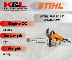 ORIGINAL STIHL MS182 PETROL CHAINSAW MESIN BELAH POTONG KAYU (18INCH)