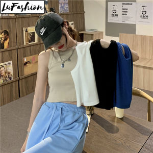 LuFashion Sleeveless O-Neck Pullover Tank Crop Top