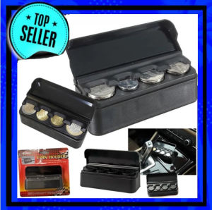 Car Coin Pocket Case Storage 4 Slot Holder Organizer Tempat Uang Koin Receh Logam - Kotak Koin Mobil