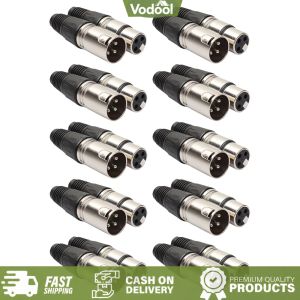 [VSC] 20pcs 3 Pin Microphone Audio Cable Plug Socket Panel Mount Chassis 10 Male 10 Female Cannon XLR Connector Zinc Alloy MIC Adapter for Power Amplifier