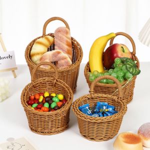 CHAOSON ที่แขวนแขวน ตะกร้าเก็บผักและผลไม้ พลาสติกทำจากพลาสติก ผ้าทอทอ ตะกร้าหวายแขวน แข็งแรงทนทาน แบบพกพาได้ ตะกร้าปลูกต้นไม้ บ้านในบ้าน