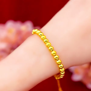 Extendable Wire 916 Gold Charm Bead Link Chain Bracelet Strand Chain Bracelet for Women Teen Girls