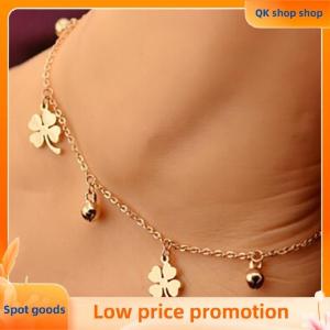 ✨QK shop✨ Anklet Four-leaf Clover Three-bell Anklet Fast Selling Best-selling Foot Accessories