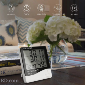 ED HTC-2 Digital LCD Indoor And Outdoor Large Screen Display Temperature Humidity Meter Thermometer Hygrometer Weather Station Alarm Clock+Free Battery+English and Chinese Manual