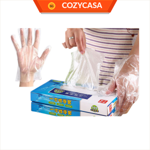 200 Pcs Disposable Plastic Gloves Thick Transparent PE Gloves for Kitchen and Cleaning