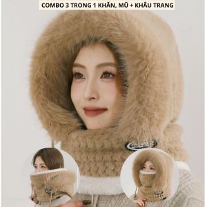 Mũ len nam nữ trùm đầu kèm khăn khẩu trang PROG lót nỉ dày dặn giữ ấm chống lạnh
