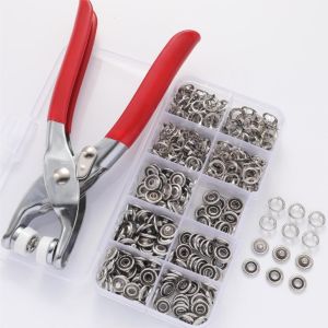100 Set Metal Snap Buttons with Fastener Pliers Tools Set Automatic Eyelet Puncher Set Needlework