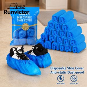 Runvictor Non Woven Shoe Covers Pack Of 100 Anti Slip Dustproof Blue Disposable Waterproof Plastic Indoor Carpet Floor Protective Overshoes