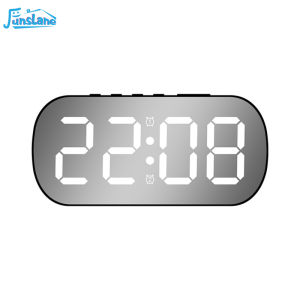 Funslane kỹ thuật số LED đồng hồ báo thức 5 cấp độ điều chỉnh độ sáng mặt tráng gương Món quà trang trí nội thất Đồng hồ cho học sinh trẻ em