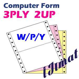 I JIMAT GOOD QUALITY AAA Form 3ply 2up Color WPY NCR Computer Form ( White / Pink / Yellow ) 250 FANS Half Page / Half Cut Computer Paper