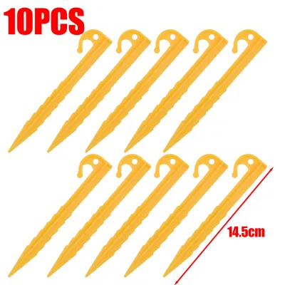 10Pcs Plastics Tent Stakes Heavy Duty Tent Pegs 14.5cm Tent Pegs Spike Hook Lengthen Spiral Type Canopy Stakes For Gardening