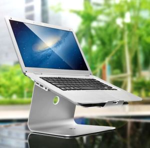 Sturdy Universal Laptop Stand Bracket Aluminium Desktop Desk Table Cooler Tray for Laptops Macbook/Notebook/Tablet (Silver) [FREE Charging Cable]